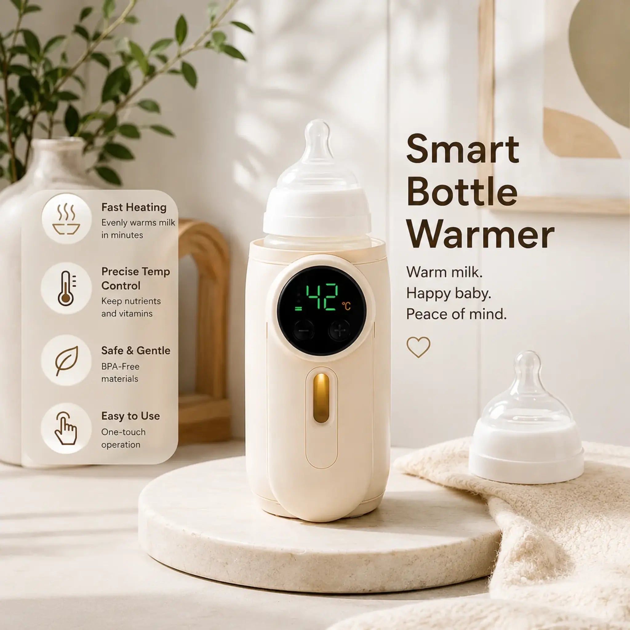 Smart Baby Bottle Warmer – Fast, Even Heating